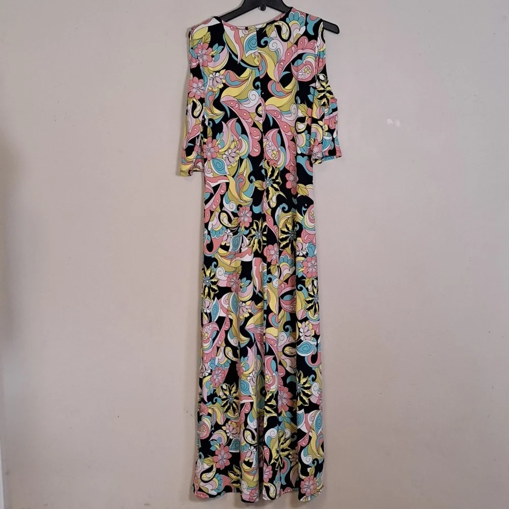 24seven Floral Cold Shoulder Flowy Casual Maxi Dress Large - Picture 10 of 10